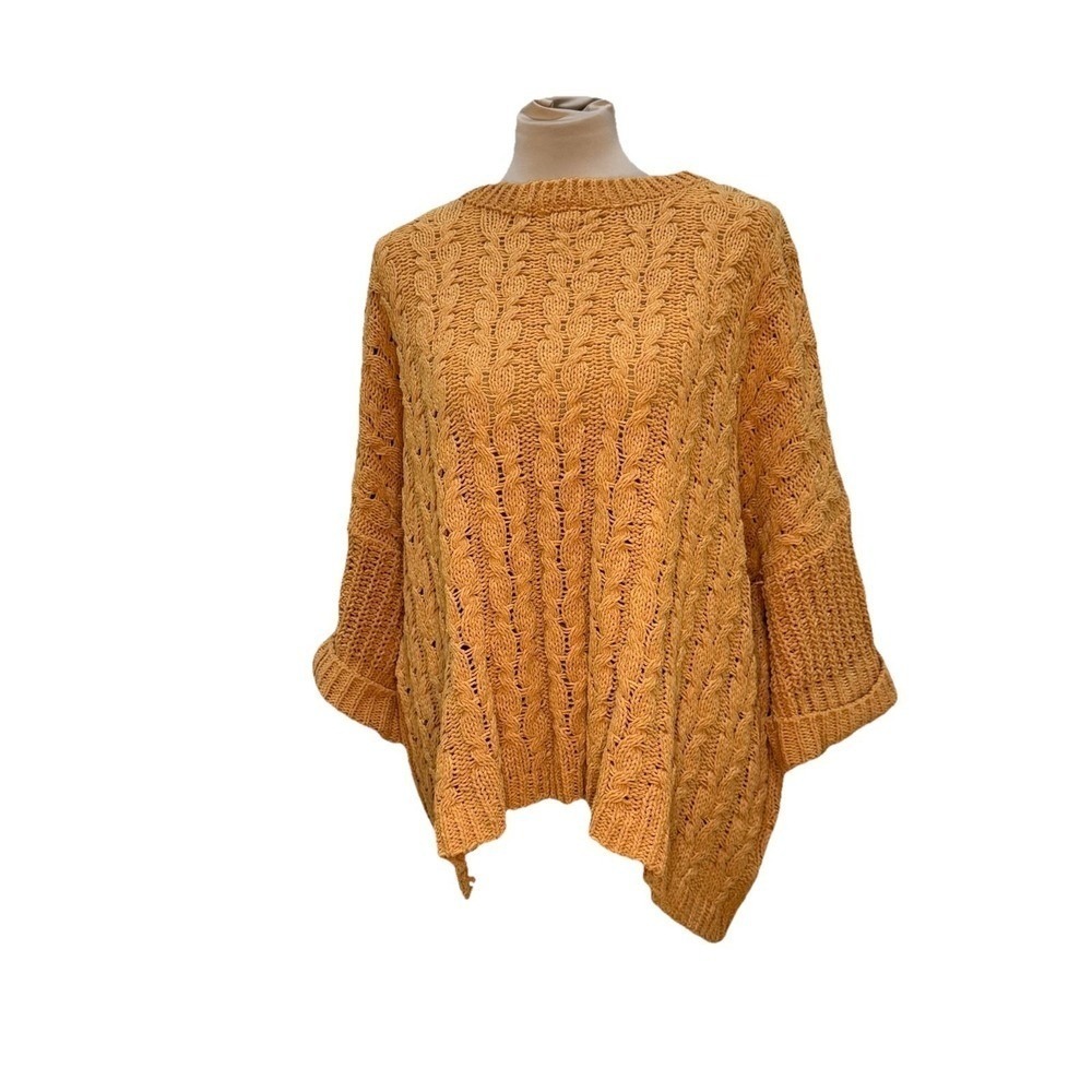 UMGEE Womens S Chunky Poncho Sweater Slouchy Boho Golden‎ Mustard Earthy Granola